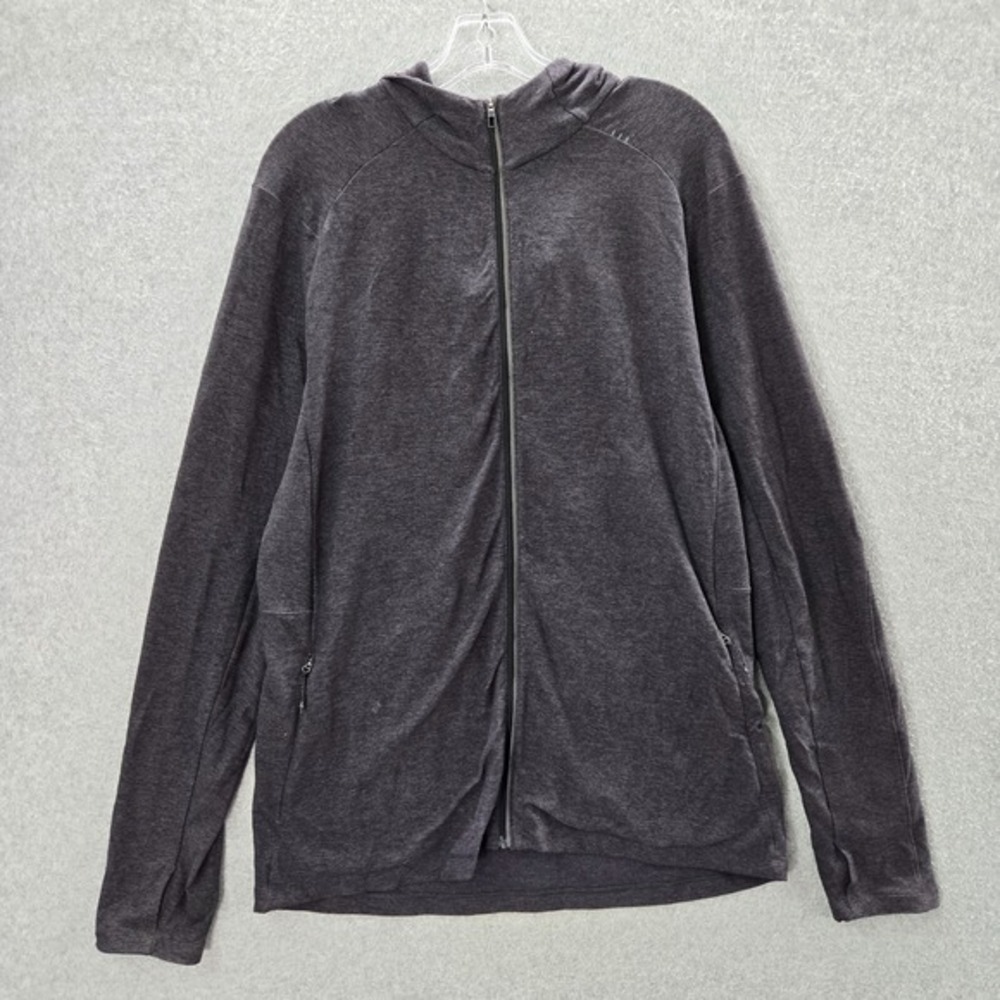 Lululemon Men Sweatshirt Large Gray Surge Warm Full Zip Hoodie Pockets Logo